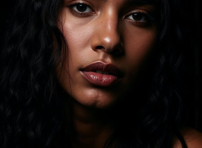 Portrait of a Woman with Wavy Black Hair