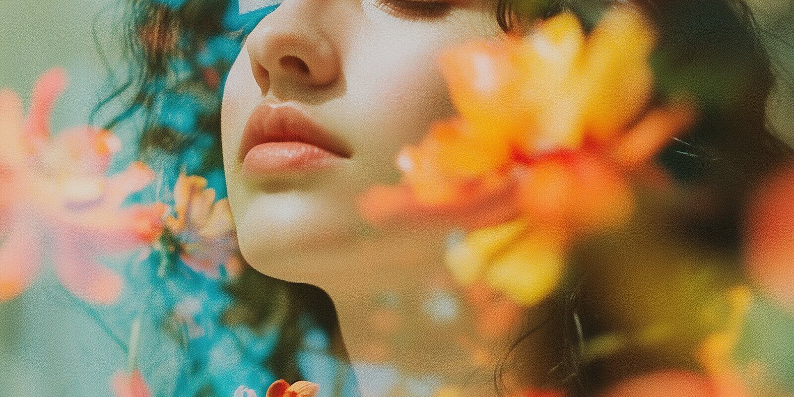 Serene Portrait with Flowers